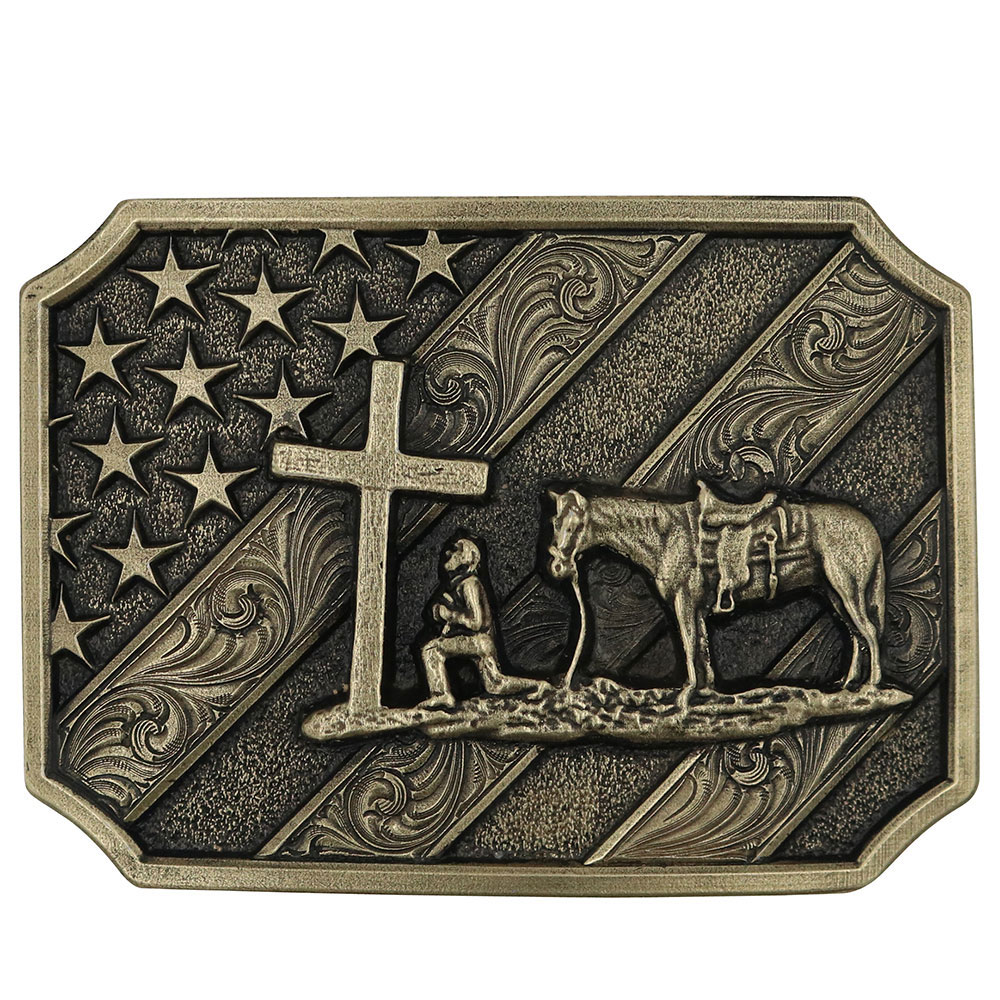 patriot christian cowboy belt buckle