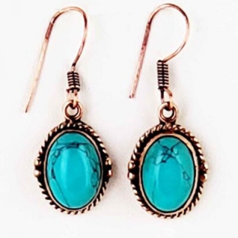 Copper and  Turquoise Earrings