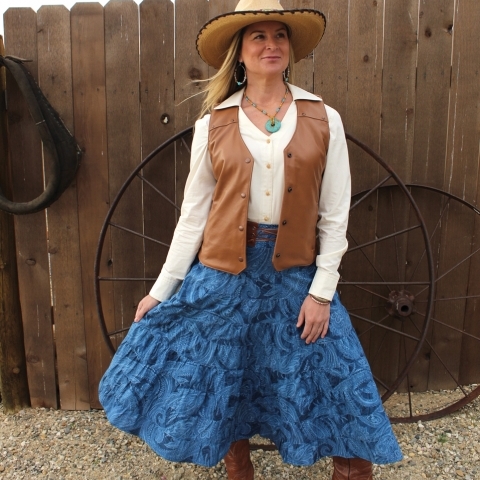 Long Western Broomstick Skirt - Cattle Kate