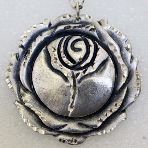 Pewter Large Rose Necklace