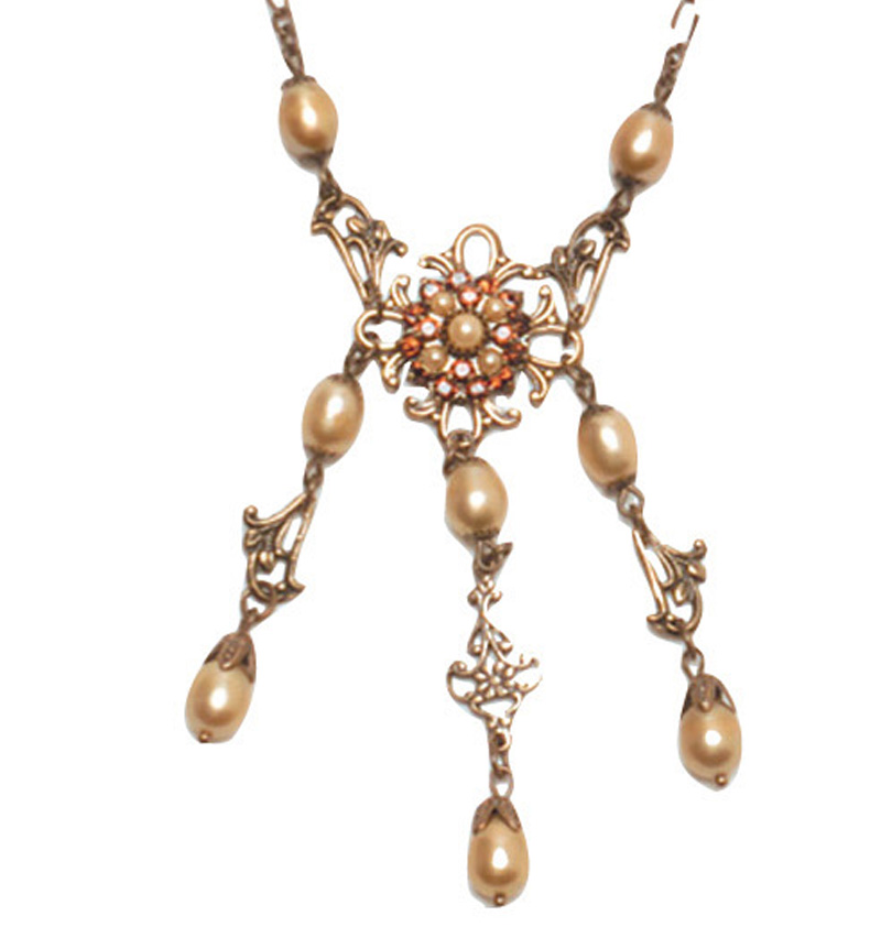 Pearl & Auburn Crystal Necklace
