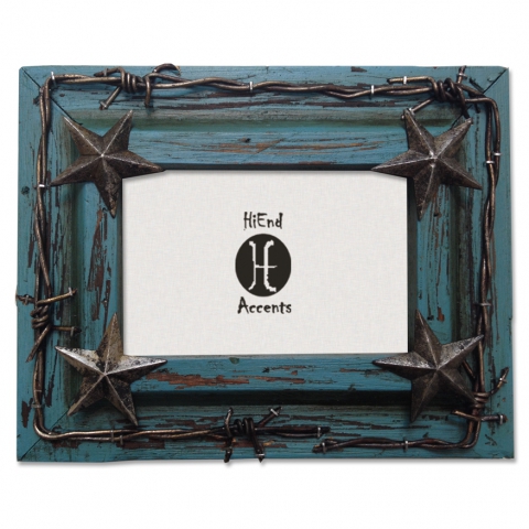 Turquoise Star Barbwire Picture Frame