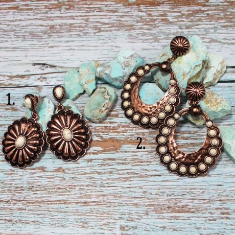 Copper Cowgirl Concho Earrings