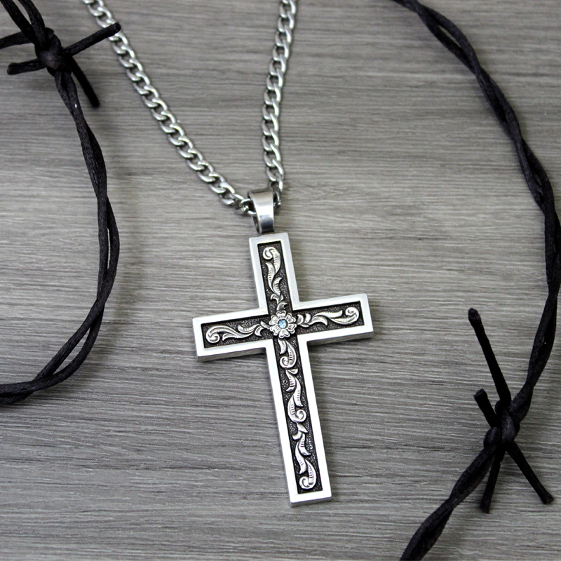 Western Cross Necklace for Men