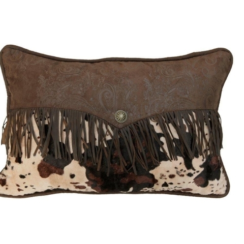 Cowhide and Fringe Pillow