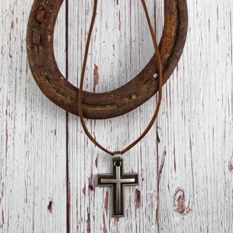 Cowboy Cross on Leather cord