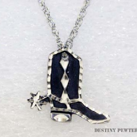 Pewter Cowboy Boot Necklace