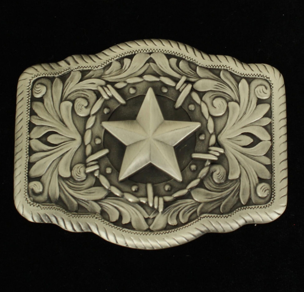 Barbed Wire and Star Western Belt Buckle - Cattle Kate
