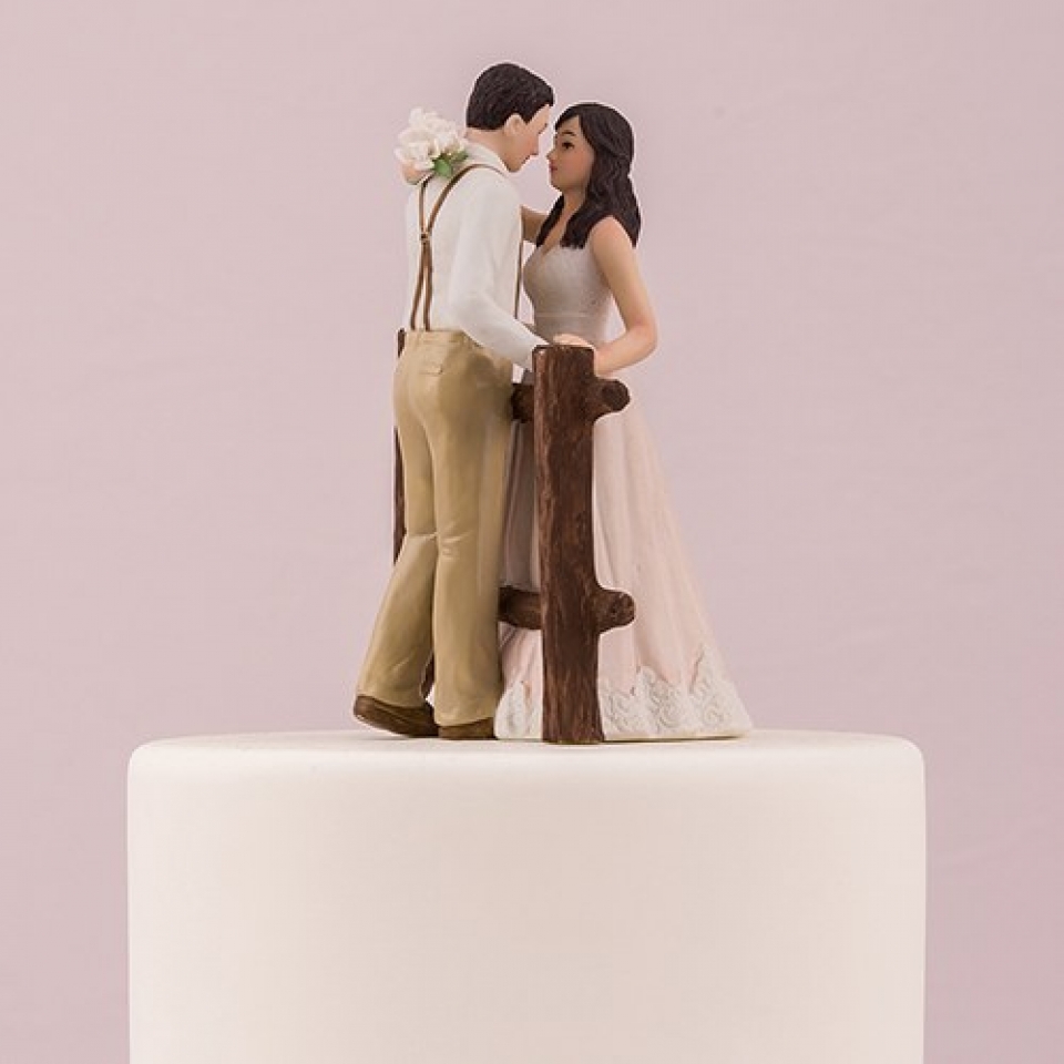 Western Wedding Kissing Couple Cake Topper or Table Decoration