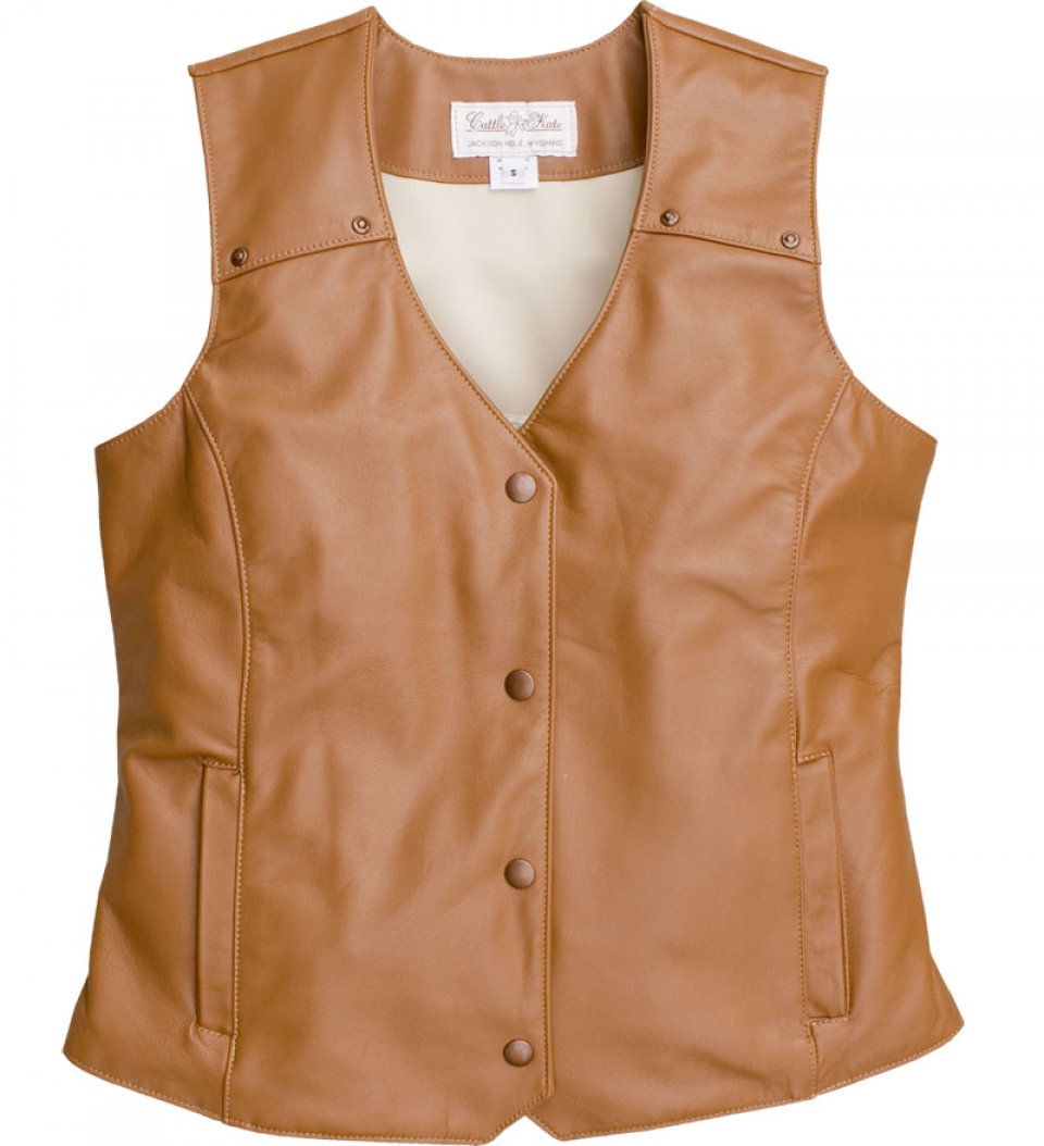 Ladies Western Leather Vest Cattle Kate