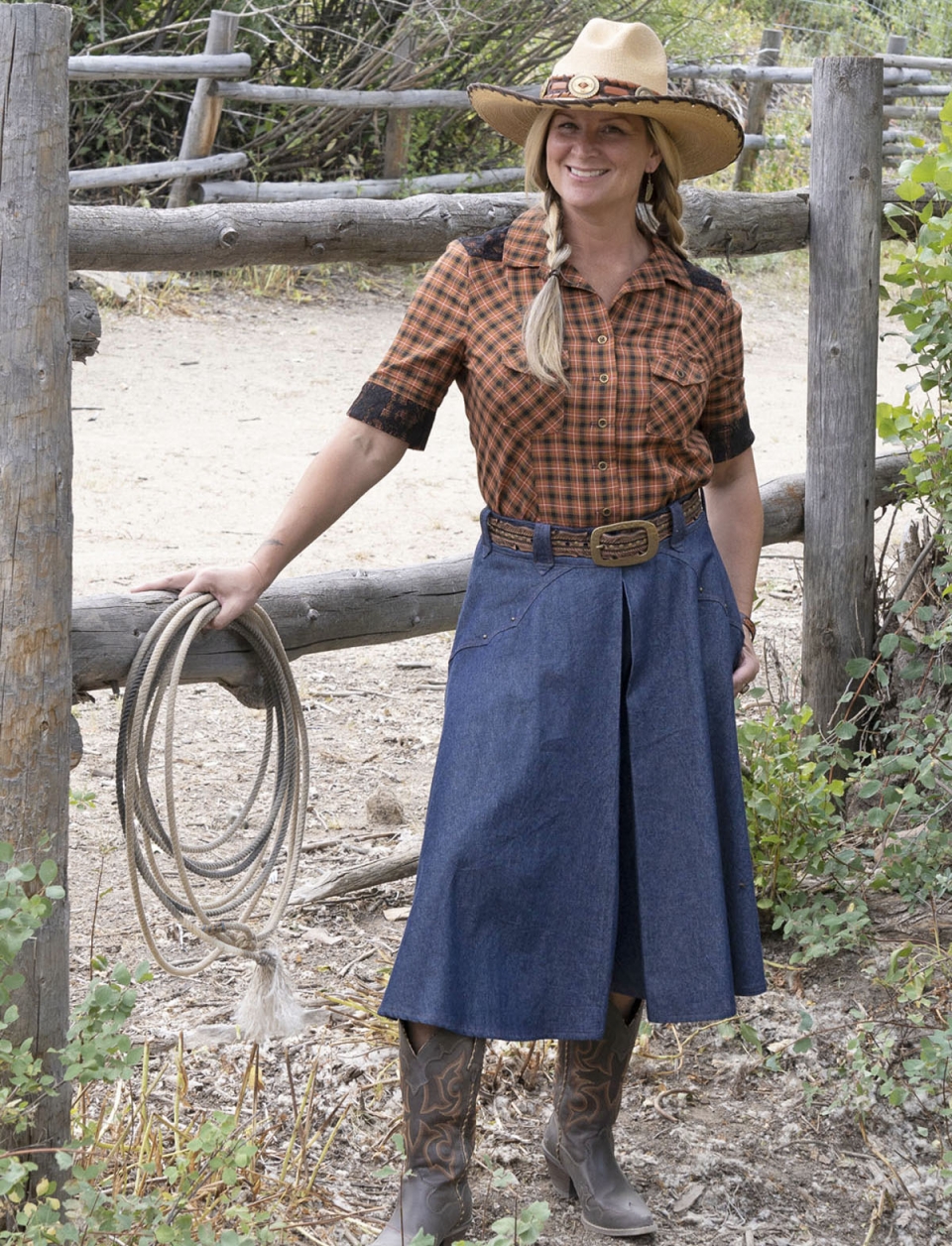Denim Rodeo Split Skirt - Cattle Kate