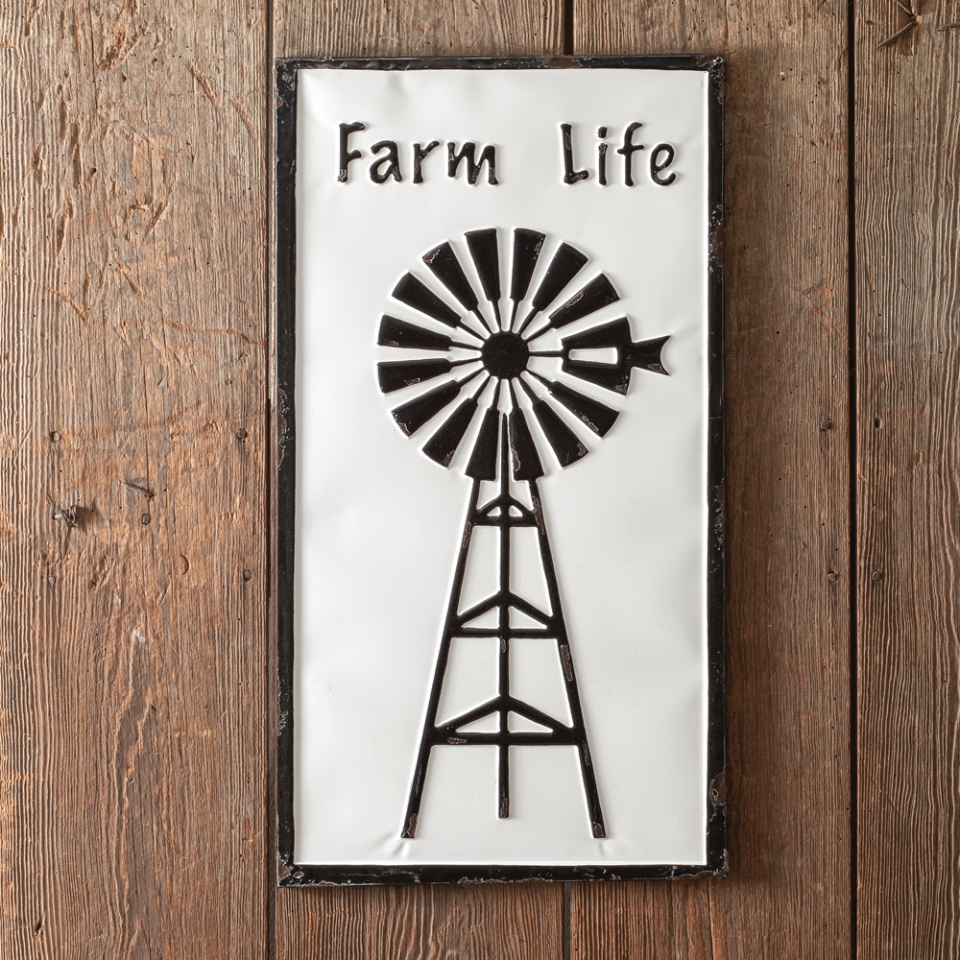 New Primitive Farmhouse Chic LIFE IS BETTER ON FARM Windmill Picture Sign 32" 